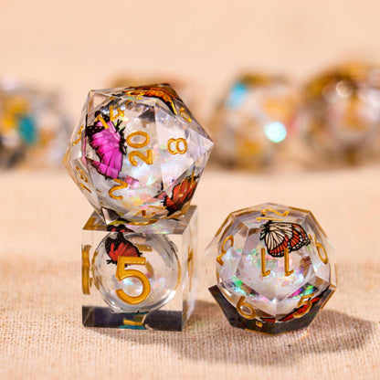Translucent Butterfly Dice Set