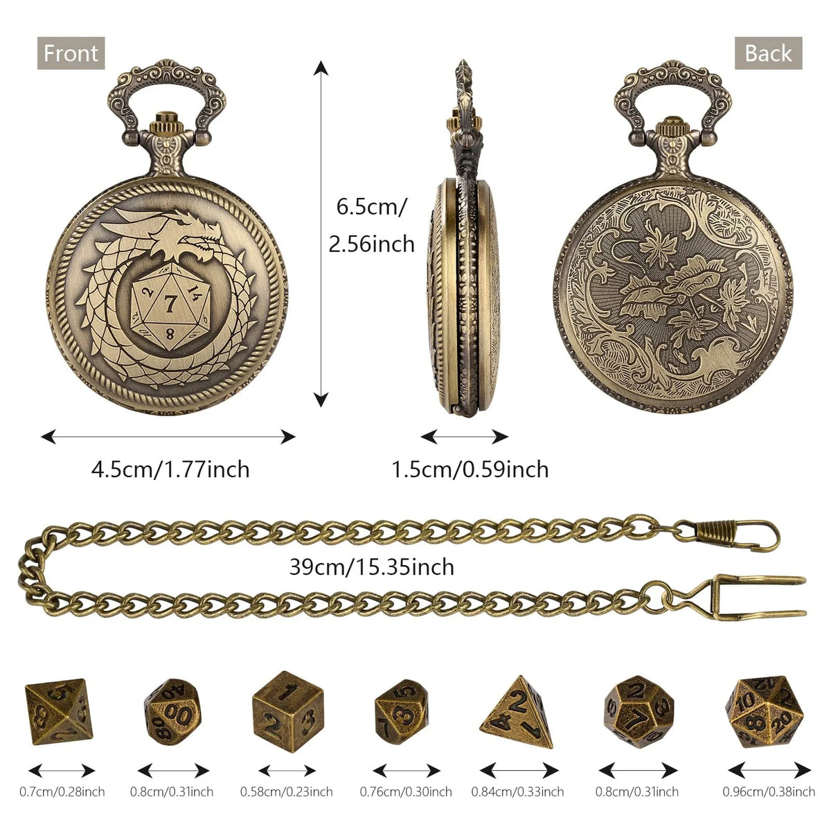 Ouroboros Dragon Pocket Watch Dice Set