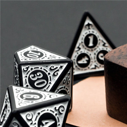Roaring 20s : White Lattice | Stylized Acrylic Fantasy Tabletop RPG Dice Set