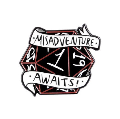 How I Roll Enamel Pin, Misadventure Awaits Enamel Pin, Dungeon Master Enamel Pin
