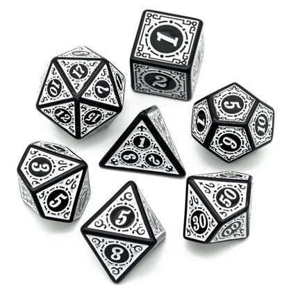 Roaring 20s : White Lattice | Stylized Acrylic Fantasy Tabletop RPG Dice Set