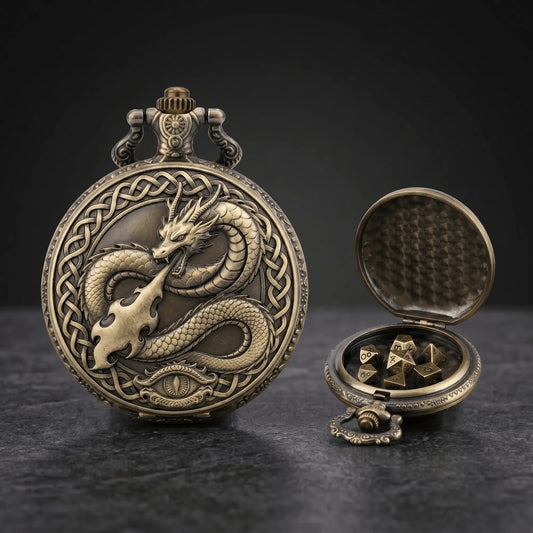 Fire Dragon Pocket Watch Dice Set