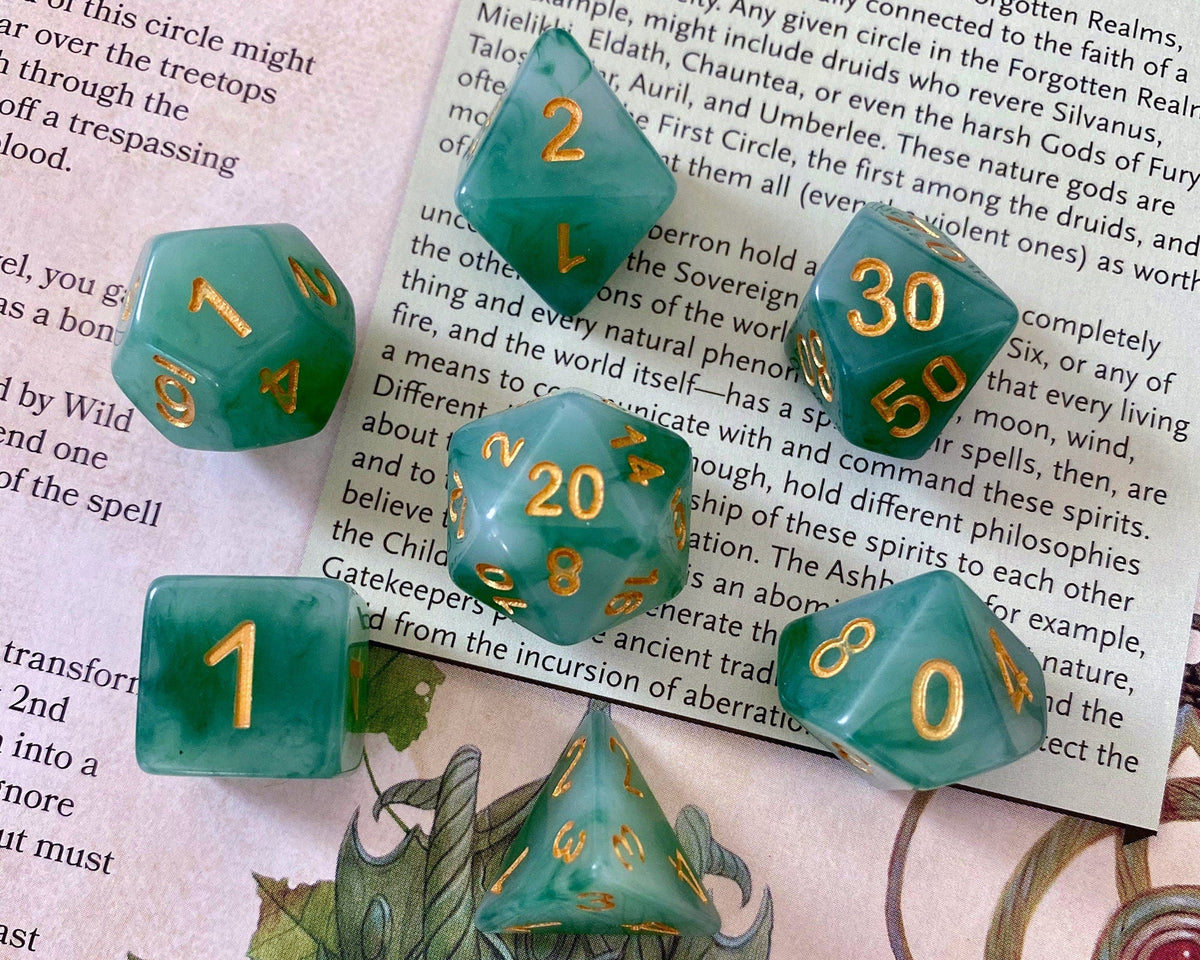Jade Dragon Fantasy Tabletop RPG Dice Set