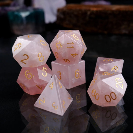 Rose Amethyst Gemstone Dice Set