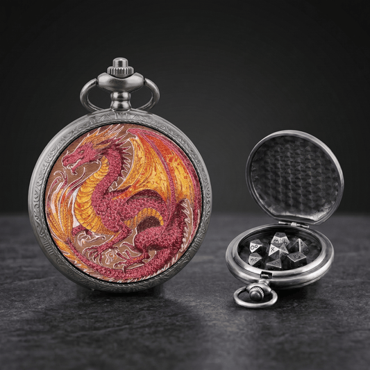 Sovereign Red Dragon Classic Pocket Watch Dice Set