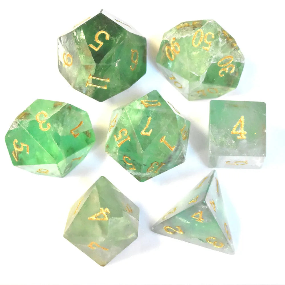 Green Flourite Gem Dice Set