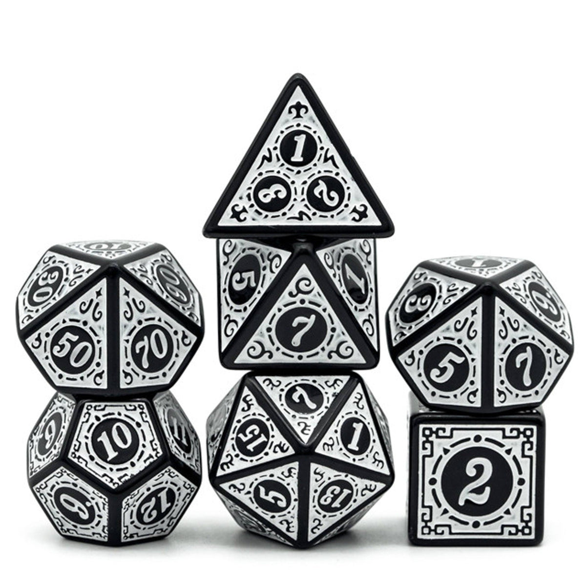 Roaring 20s : White Lattice | Stylized Acrylic Fantasy Tabletop RPG Dice Set