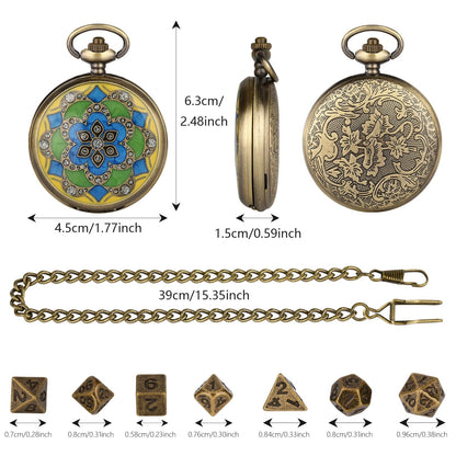 Mandala Pocket Watch Dice Set