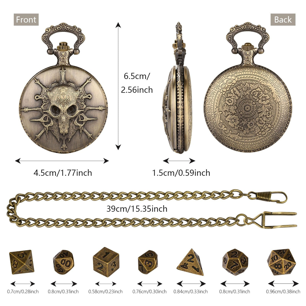 Skull Pocket Watch Dice Set