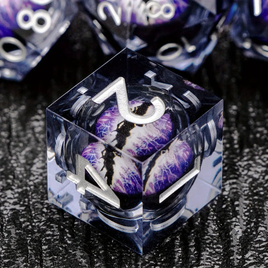 Purple Dragon Eye  Fantasy Tabletop RPG Sharp Resin Liquid  Dice Set