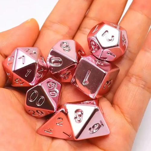 Plated Pink For Fantasy Tabletop RPG Dice Set (Give away a random Resin Dice)