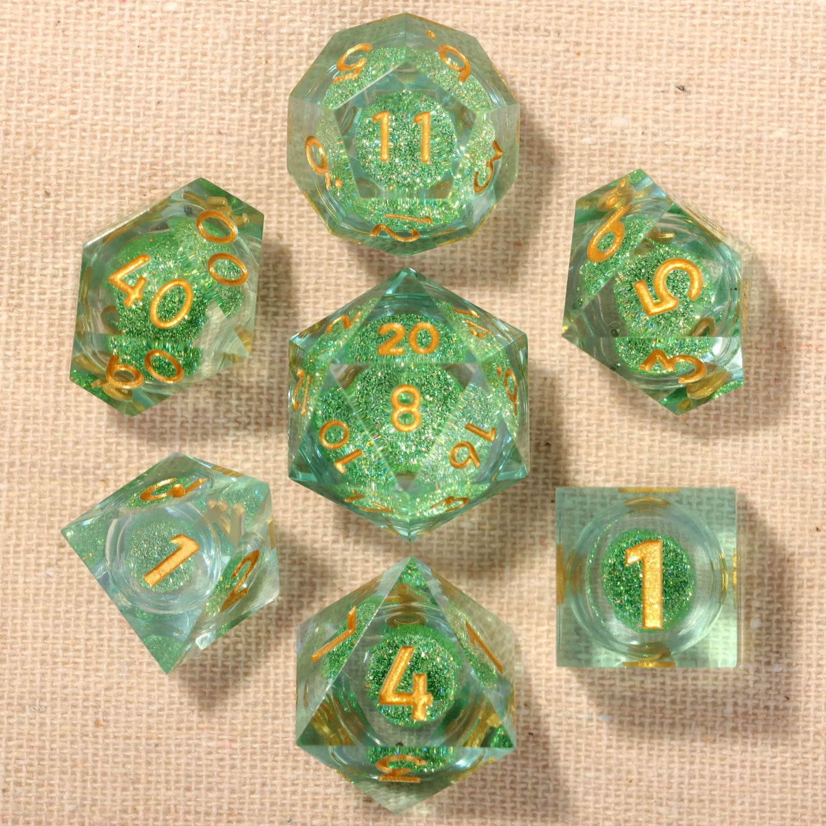 Green Shimmer Liquid Core Dice