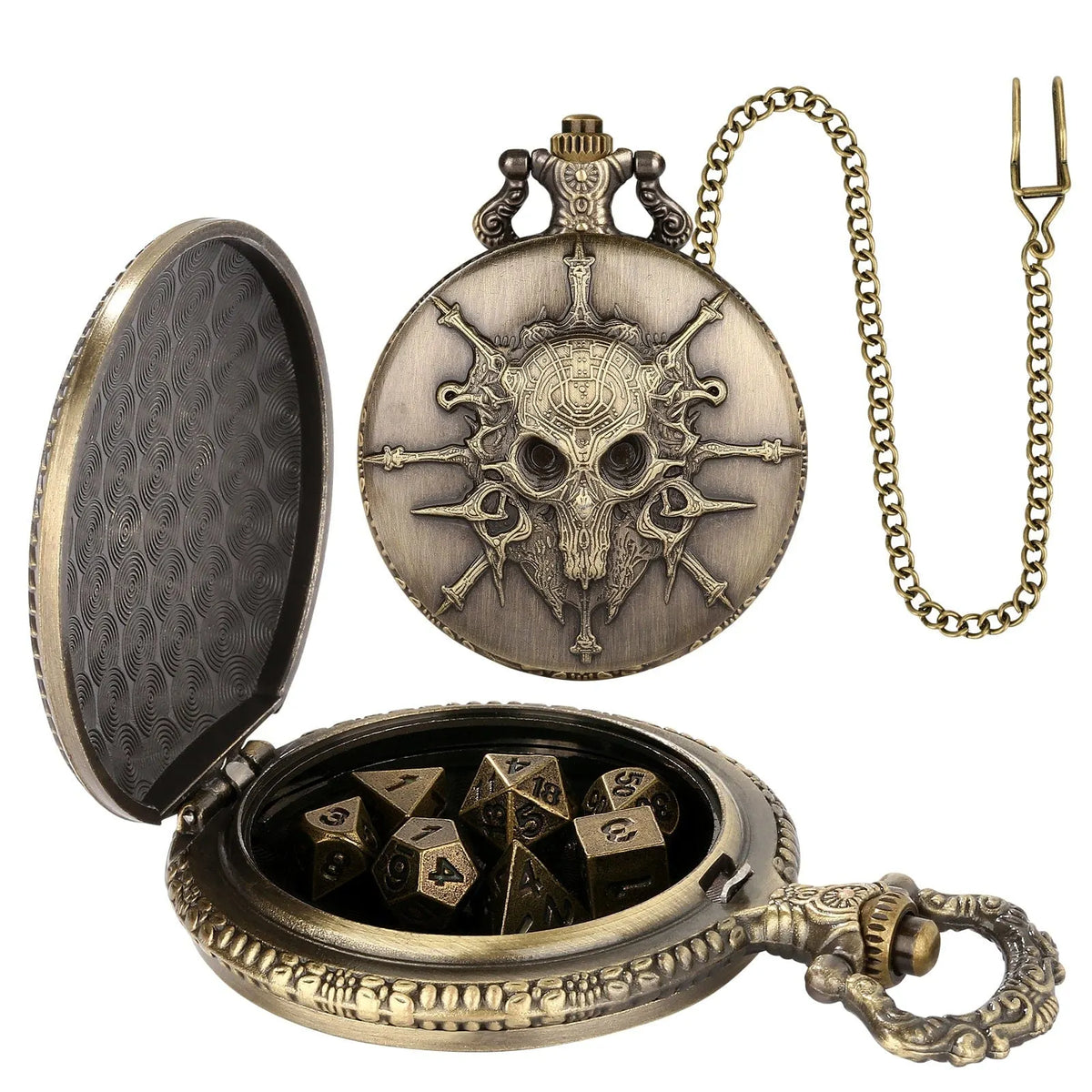 Skull Pocket Watch Dice Set