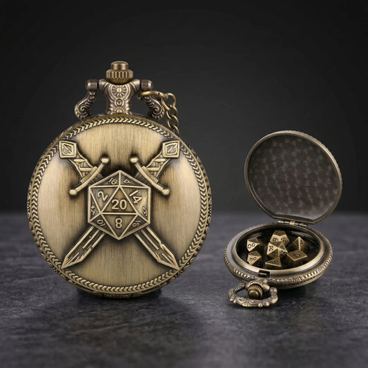 Crossed Swords Pocket Watch Dice Set