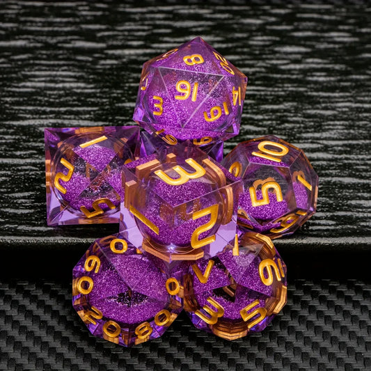 Purple Premium Liquid Core Fantasy Tabletop RPG Dice Set