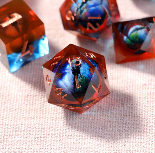 Orange Blue Dragon Eye Dice Set