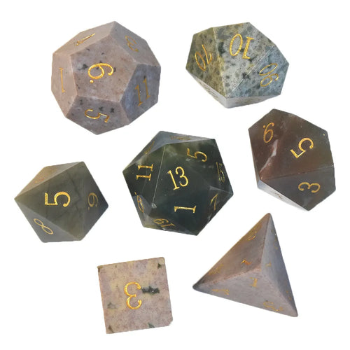 Indian agate gemstone dice set