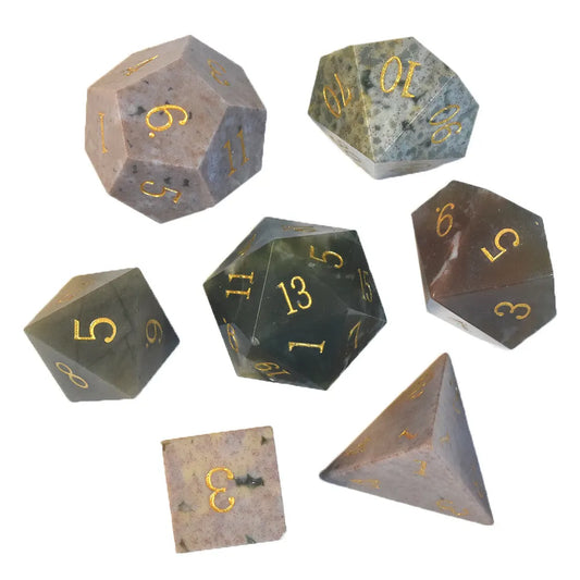 Indian agate gemstone dice set