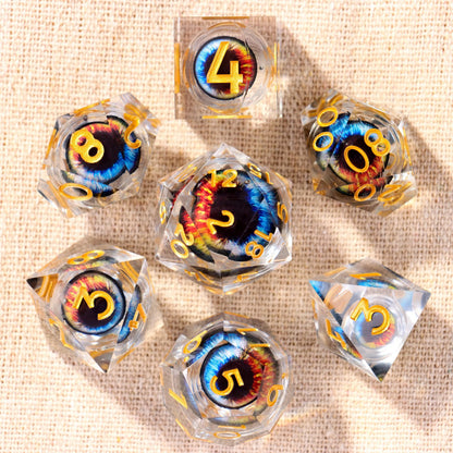 Dragon Eye Liquid Core Fantasy Tabletop RPG Dice Set