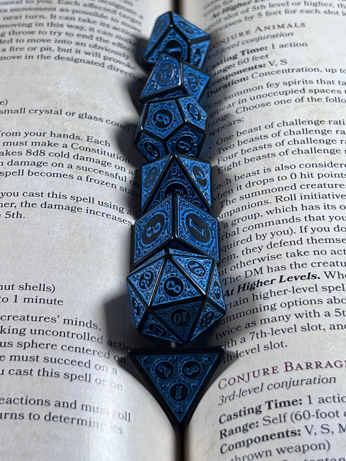 Antique Blue Fantasy Tabletop RPG Dice Set