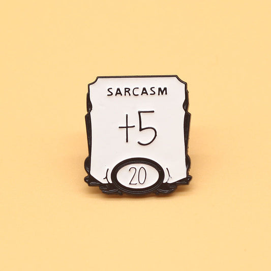 Sarcastic D&D Fantasy Tabletop RPG Badge "Sarcasm +5" Enamel Pin Brooch Badge