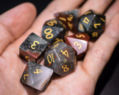 Bloodstone Gemstone Dice Set