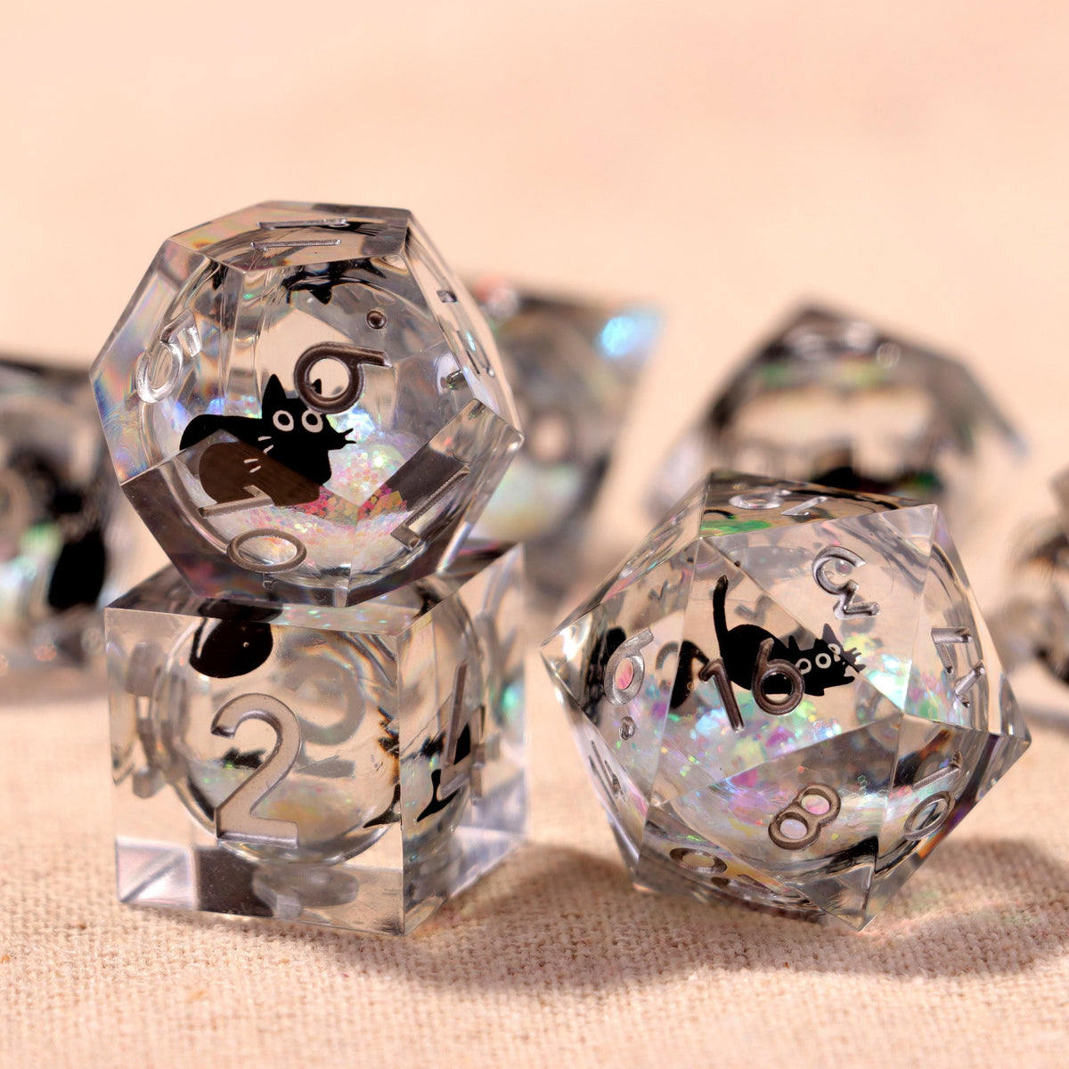 Holographic Liquid Core Dice Set