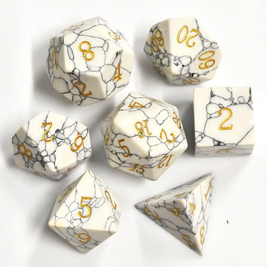 Gemstone Dice White Turquoise Fantasy Tabletop RPG Dice Set