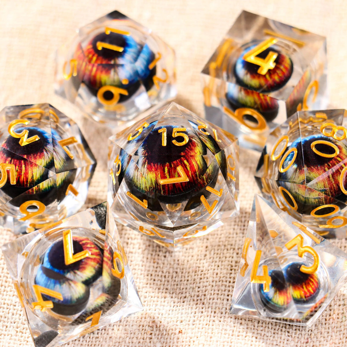 Dragon Eye Liquid Core Fantasy Tabletop RPG Dice Set