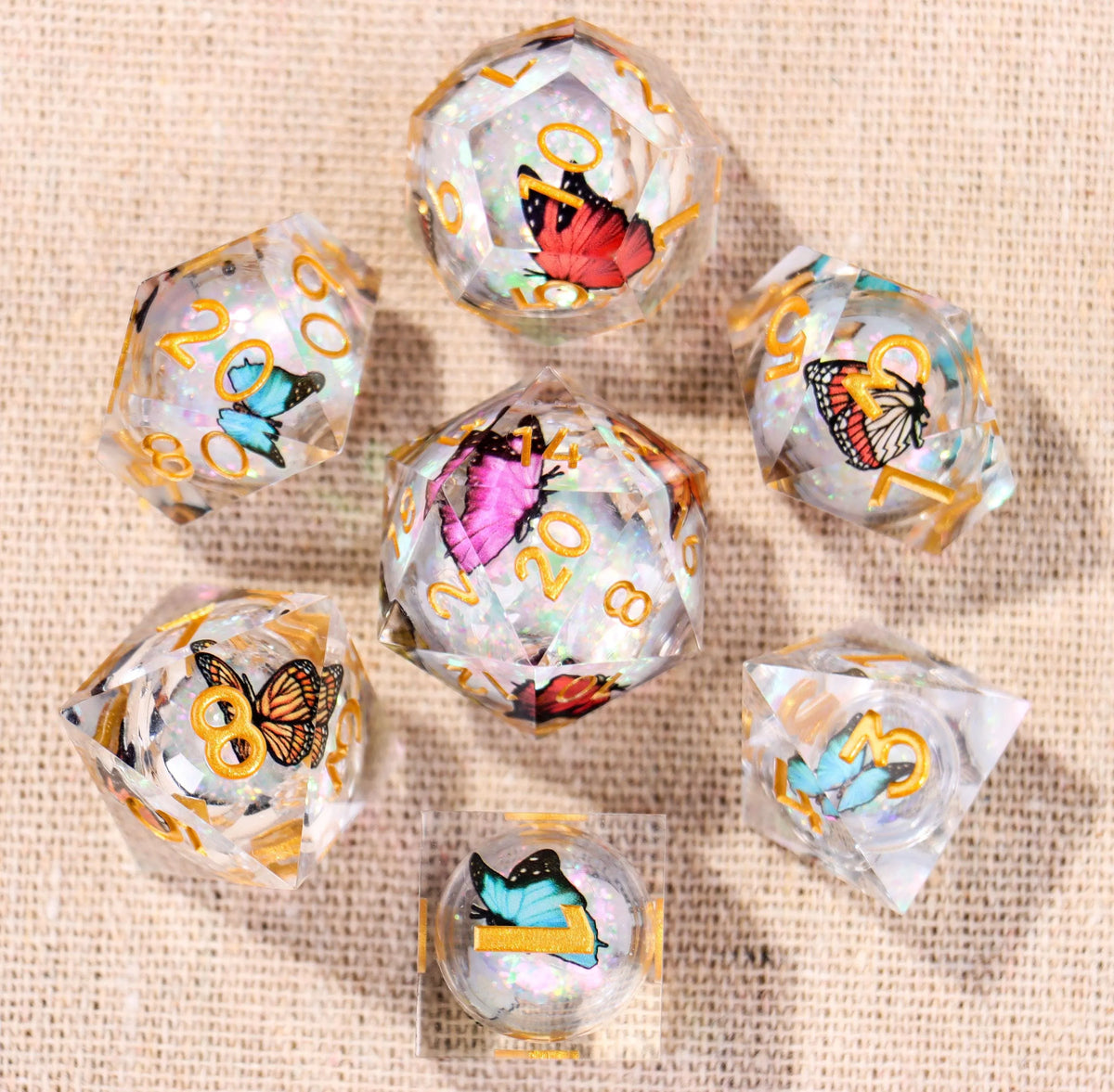 Translucent Butterfly Dice Set