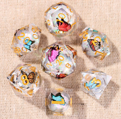 Translucent Butterfly Dice Set