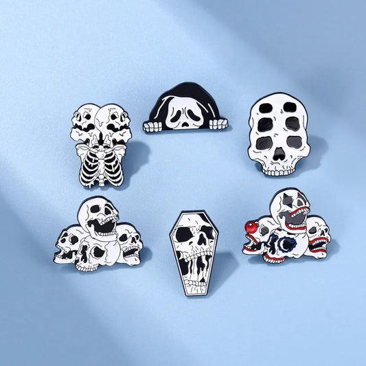skeleton skull clown funny horror pin