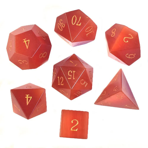 Red Cat's Eye Gem Dice Set