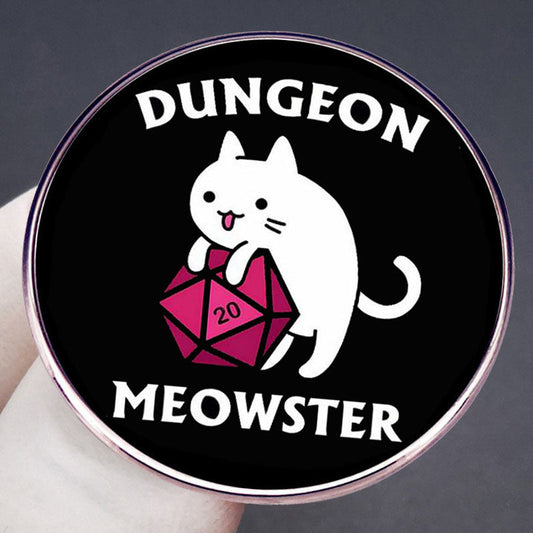 Cats & Dungeons Brooch Fantasy Tabletop RPG Dice Game Pin