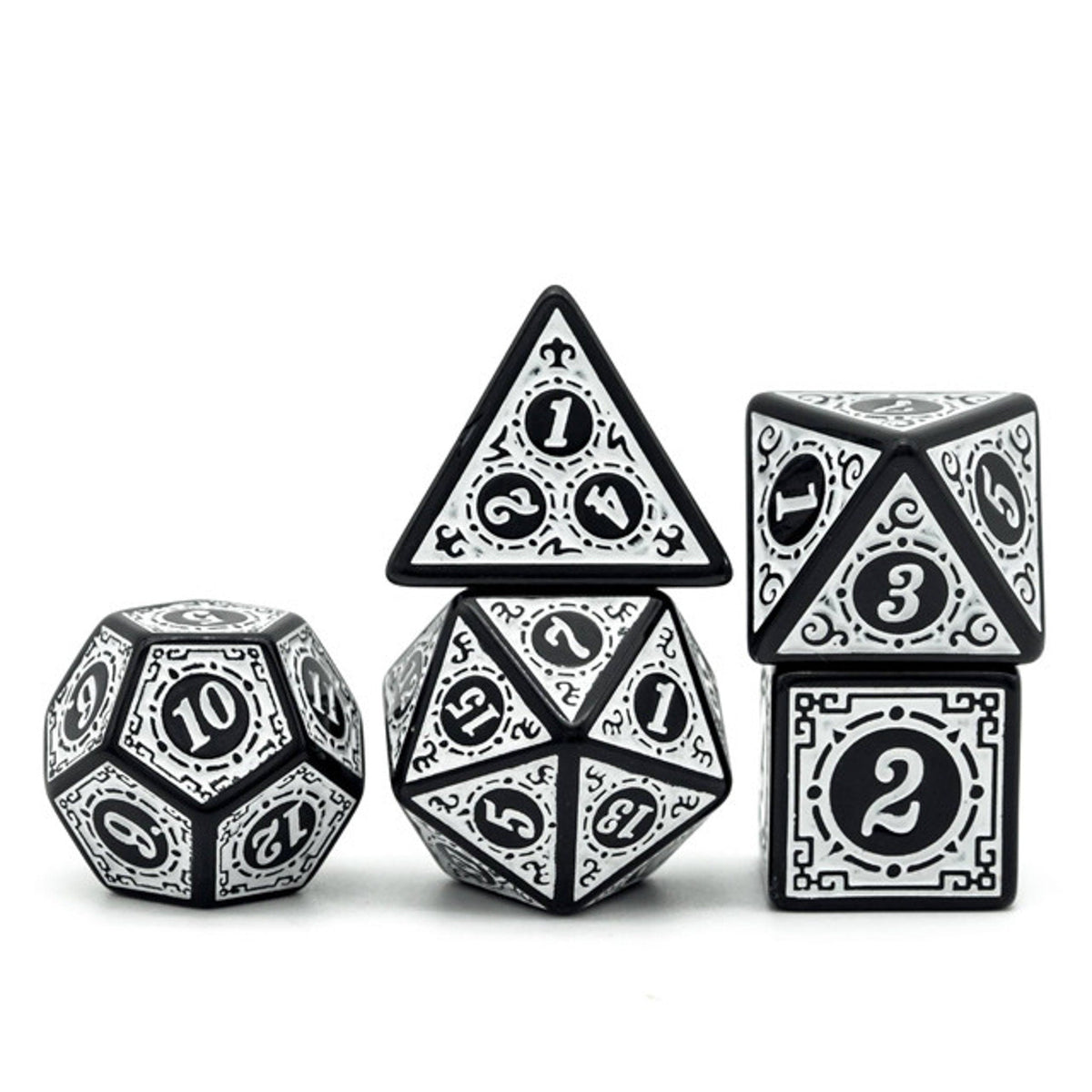 Roaring 20s : White Lattice | Stylized Acrylic Fantasy Tabletop RPG Dice Set