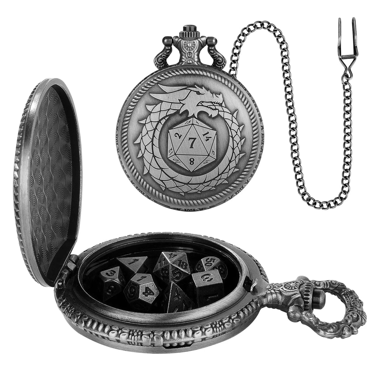 Ouroboros Dragon Pocket Watch Dice Set