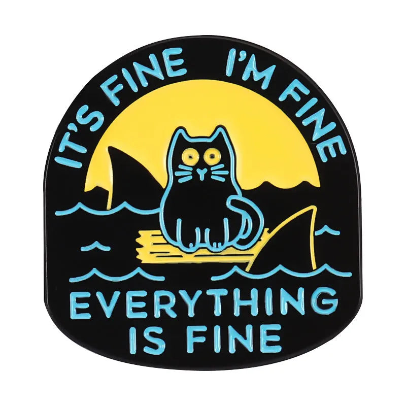 Snarky Cat - I'm Fine - It's Fine - Everything's Fine - D20 Enamel Pin