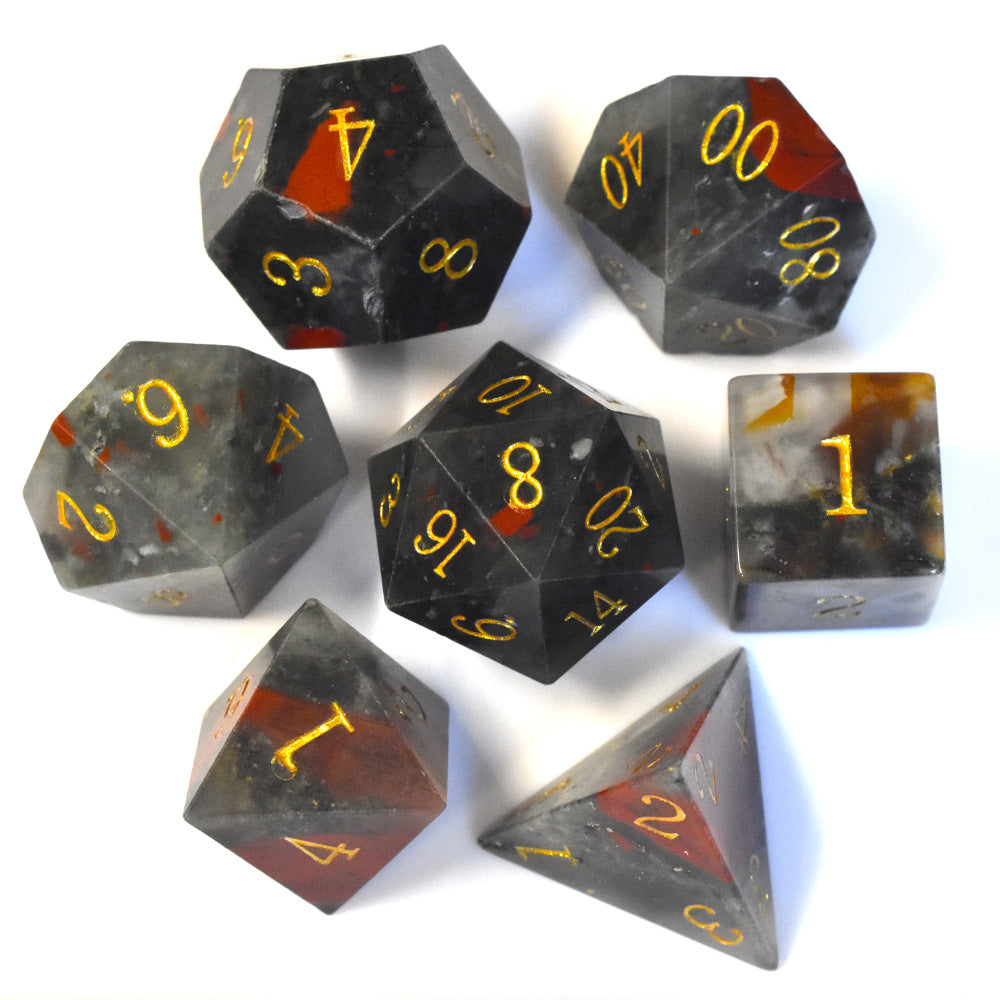 Bloodstone Gemstone Dice Set