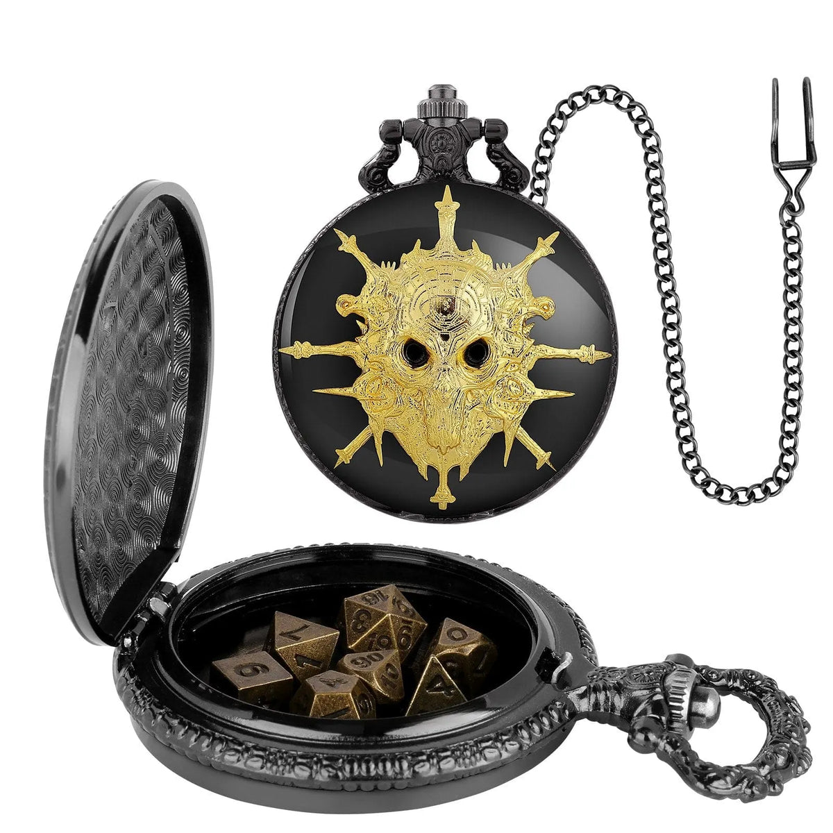 Skull Pocket Watch Dice Set
