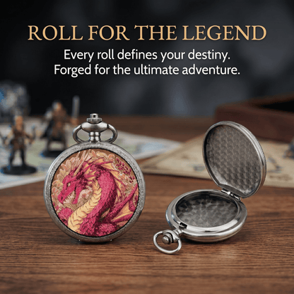 Ethereal Rose Dragon Floral Pocket Watch Dice Set