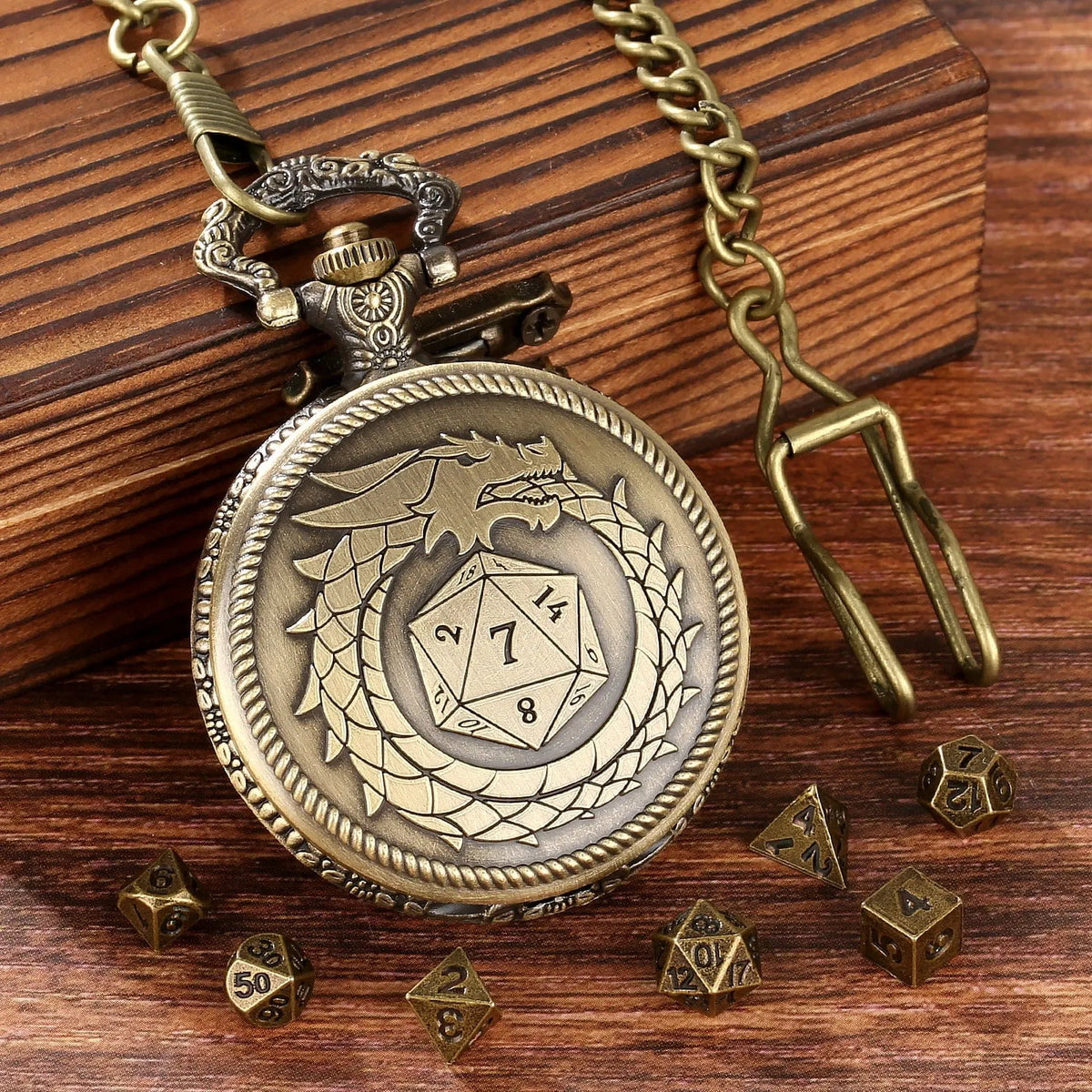 Ouroboros Dragon Pocket Watch Dice Set