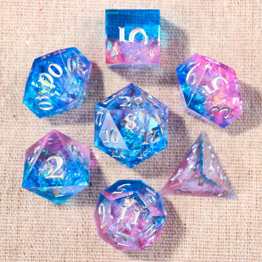 Gradient Blue Pink Resin Dice