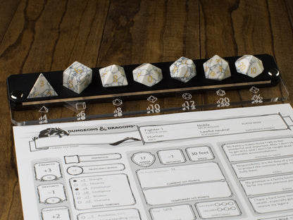 Gemstone Dice White Turquoise Fantasy Tabletop RPG Dice Set