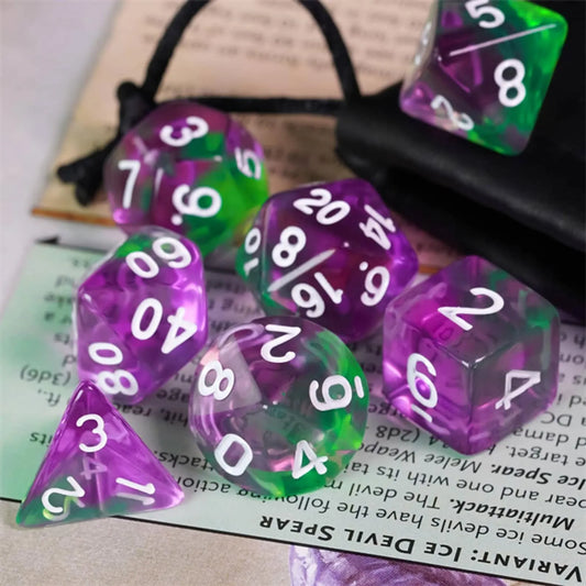 Ghost Serpent - Trans Green & Purple dice set