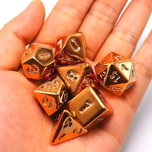Plated Golden For Fantasy Tabletop RPG Dice Set