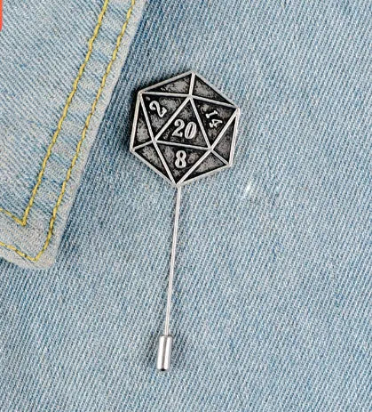 D20 Tie Clip Pin, Fantasy Tabletop RPG Geeky Fathers Day Gift, Dungeon Master Gifts For Men