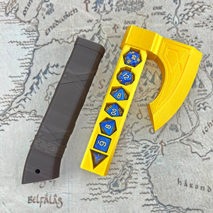 Dwarf Mithril Battle Axe Dice Holder + Give away a Mystery Dice Set (Random Color)