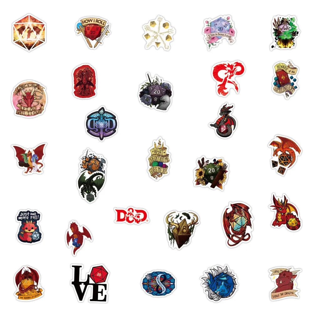 50 PCS Fantasy Tabletop RPG Stickers