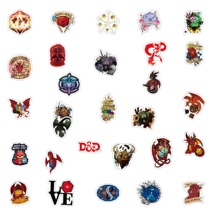 50 PCS Fantasy Tabletop RPG Stickers