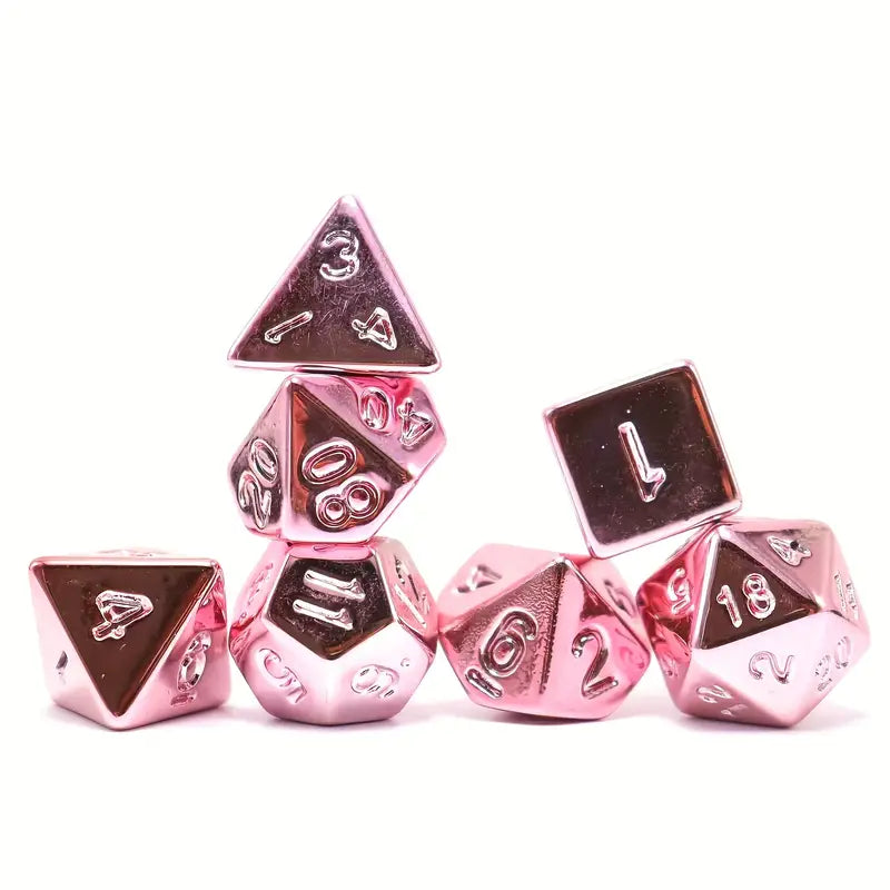 Plated Pink For Fantasy Tabletop RPG Dice Set (Give away a random Resin Dice)